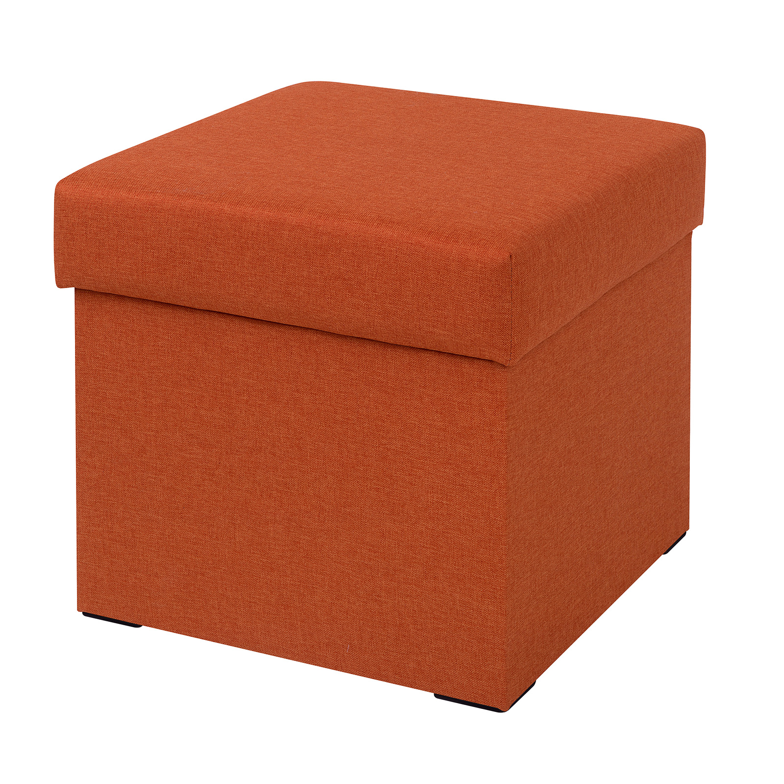 Polsterhocker - orange - Microfaser - mit Stauraum