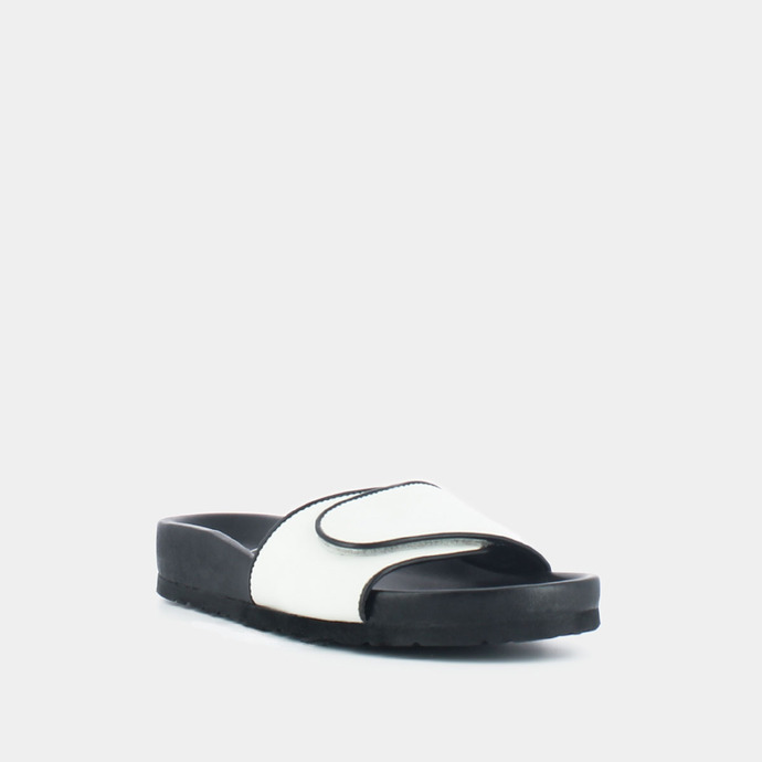 Mules à fermetures  en cuir blanc