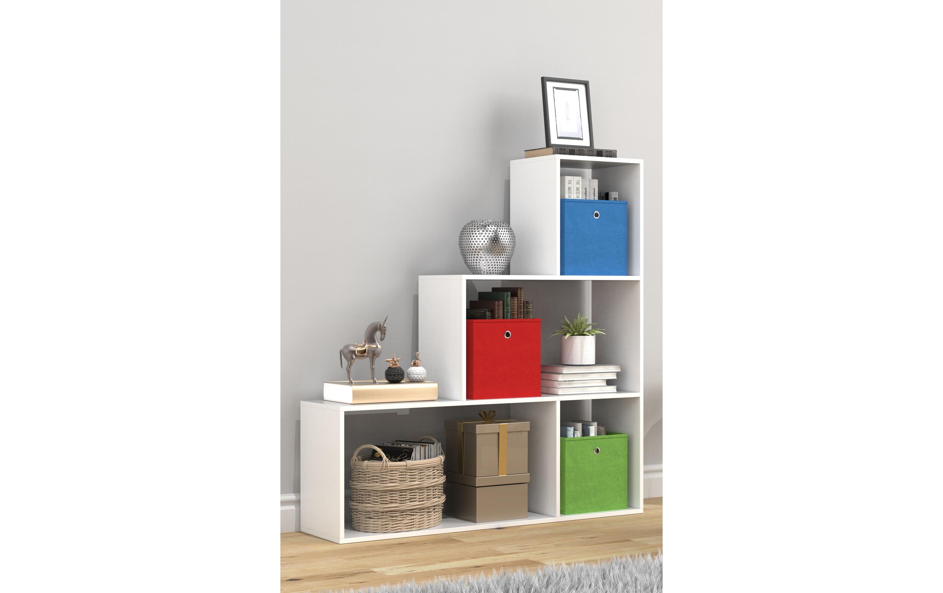 Regal Dubila M 117 x 123 cm, WeissStylisches Treppenregal