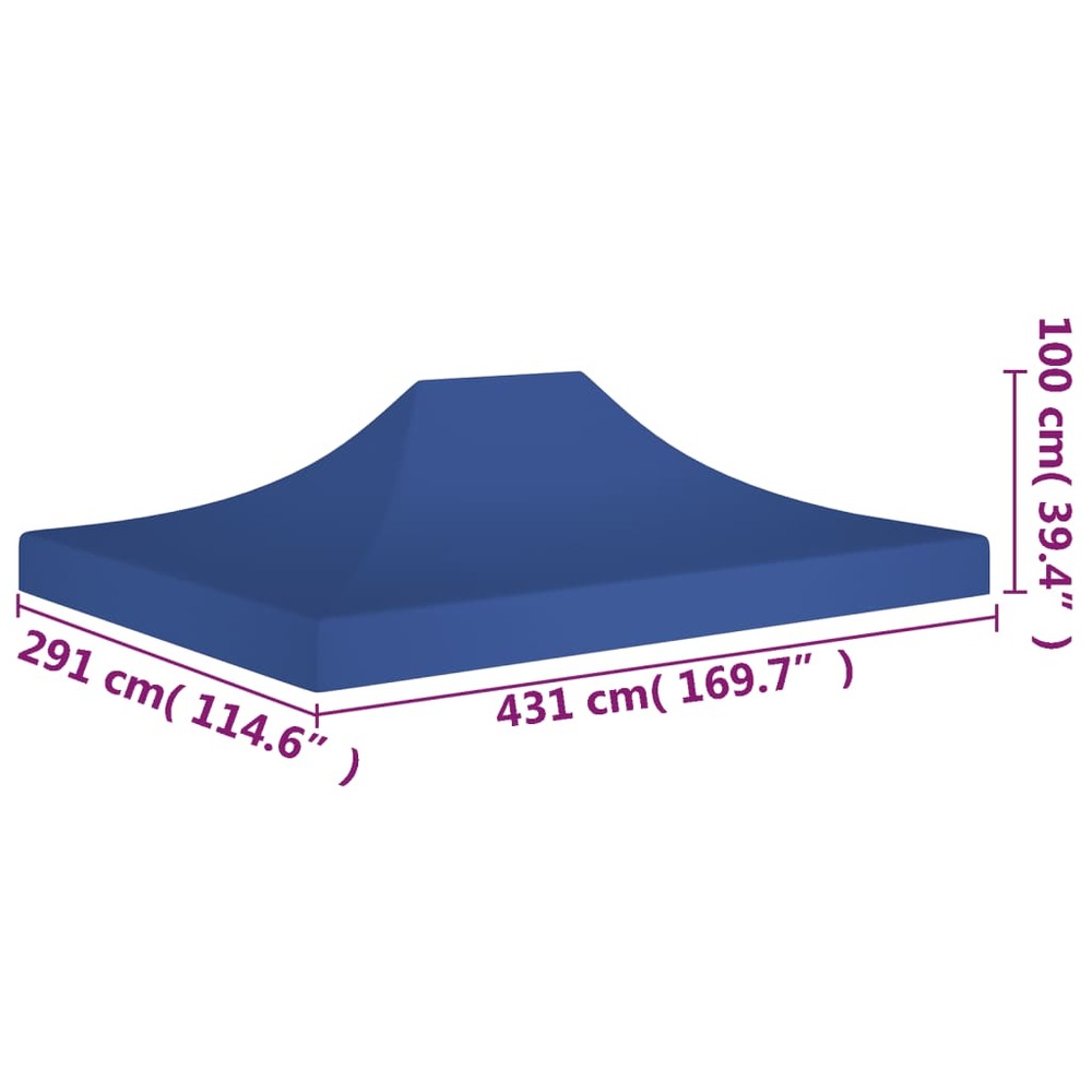 Toit de tente de réception 4,5x3 m bleu 270 g/m²