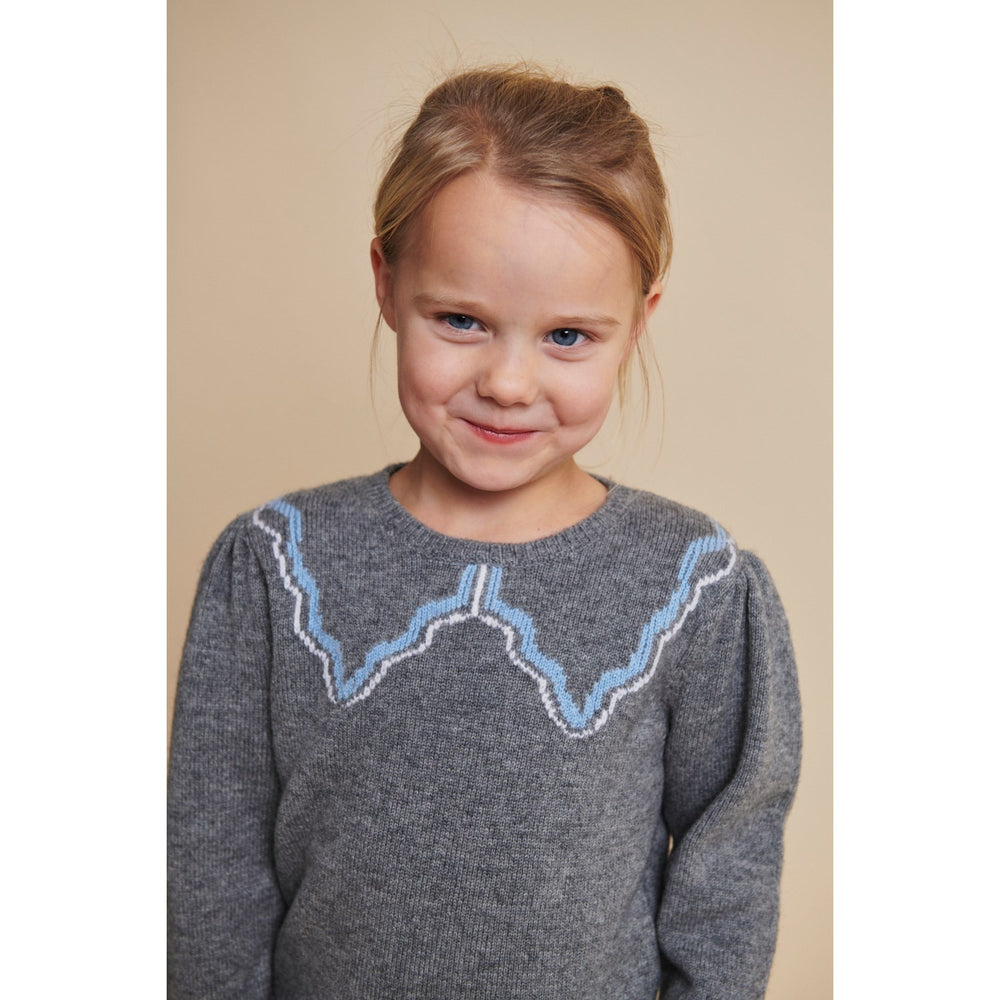 Køb COPENHAGEN COLORS Dk Grey/Blue Comb. Cashmere Bluse W. Krave Deco