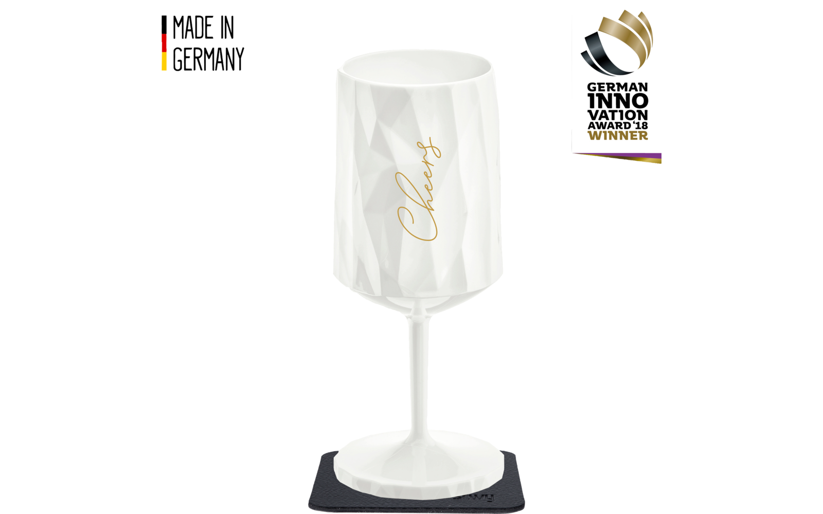 silwy® Magnet-Kunststoffglas WEIN CHEERS WHITE (0,3l)