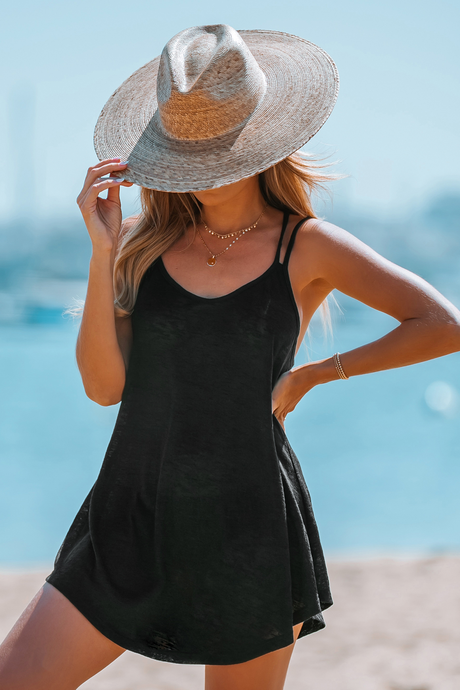 Robe cover up tricotée à col en V