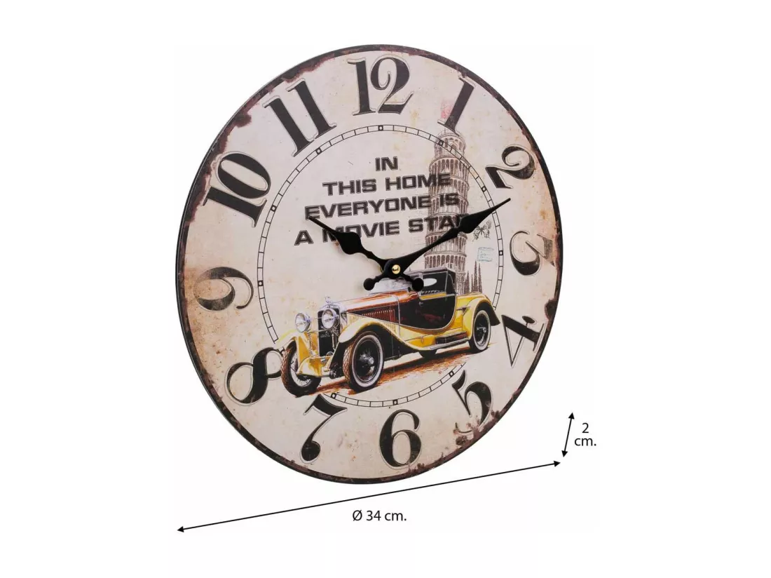 Horloge murale en bois blanc d34x2h