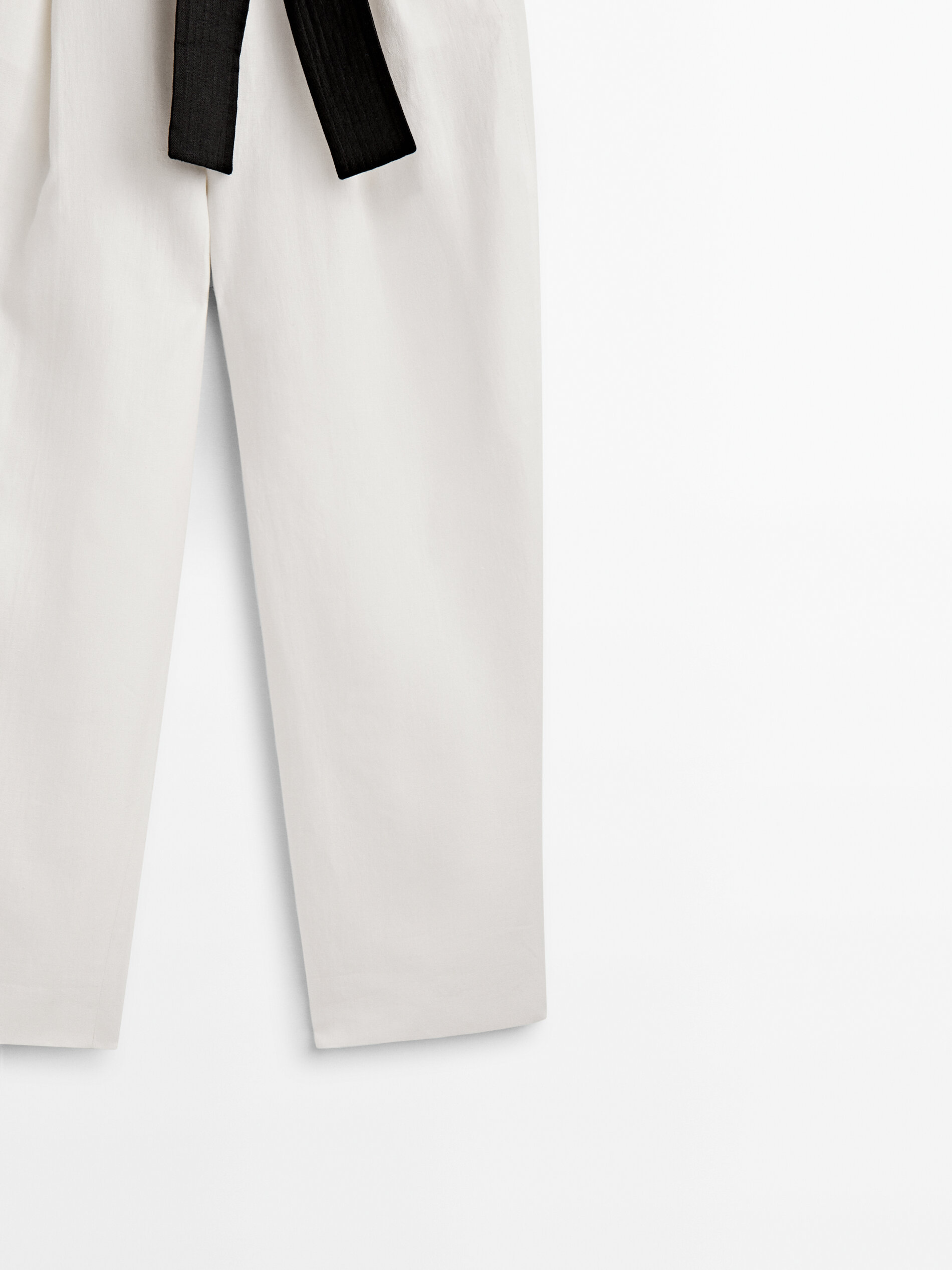Calças de linho estilo saco de papel, edição limitada - BLANCO