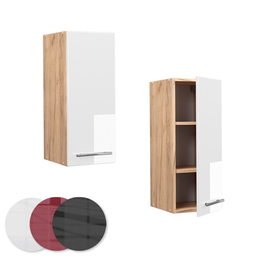 Vicco Hängeschrank Küchenschrank Küchenmöbel Fame-Line Eiche Weiß modern 30 cm Küche Einbauküche Hängeschrank Drehtür Einlegeboden Küchenzeile Hochglanz