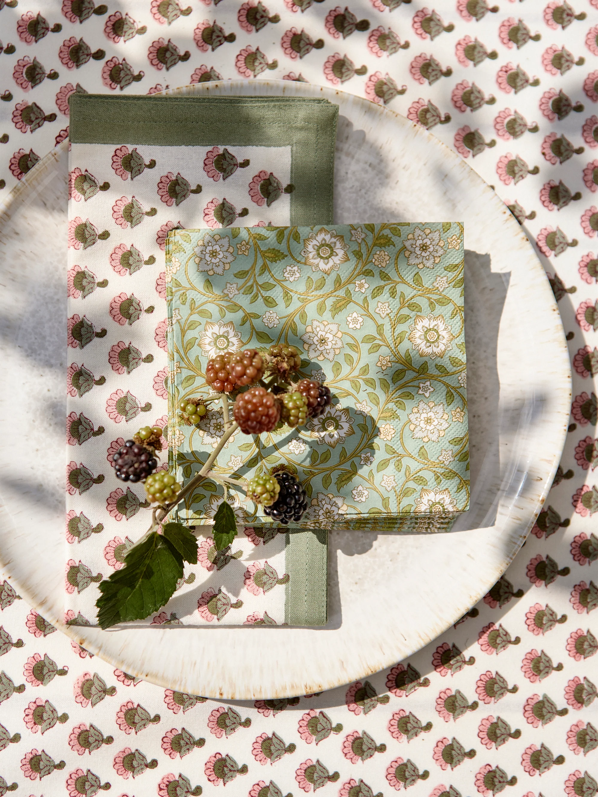 Handgemaakt tafelkleed Melon met bloemmotief