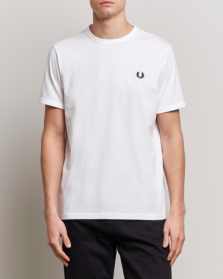 Fred Perry Ringer Crew Neck Tee White