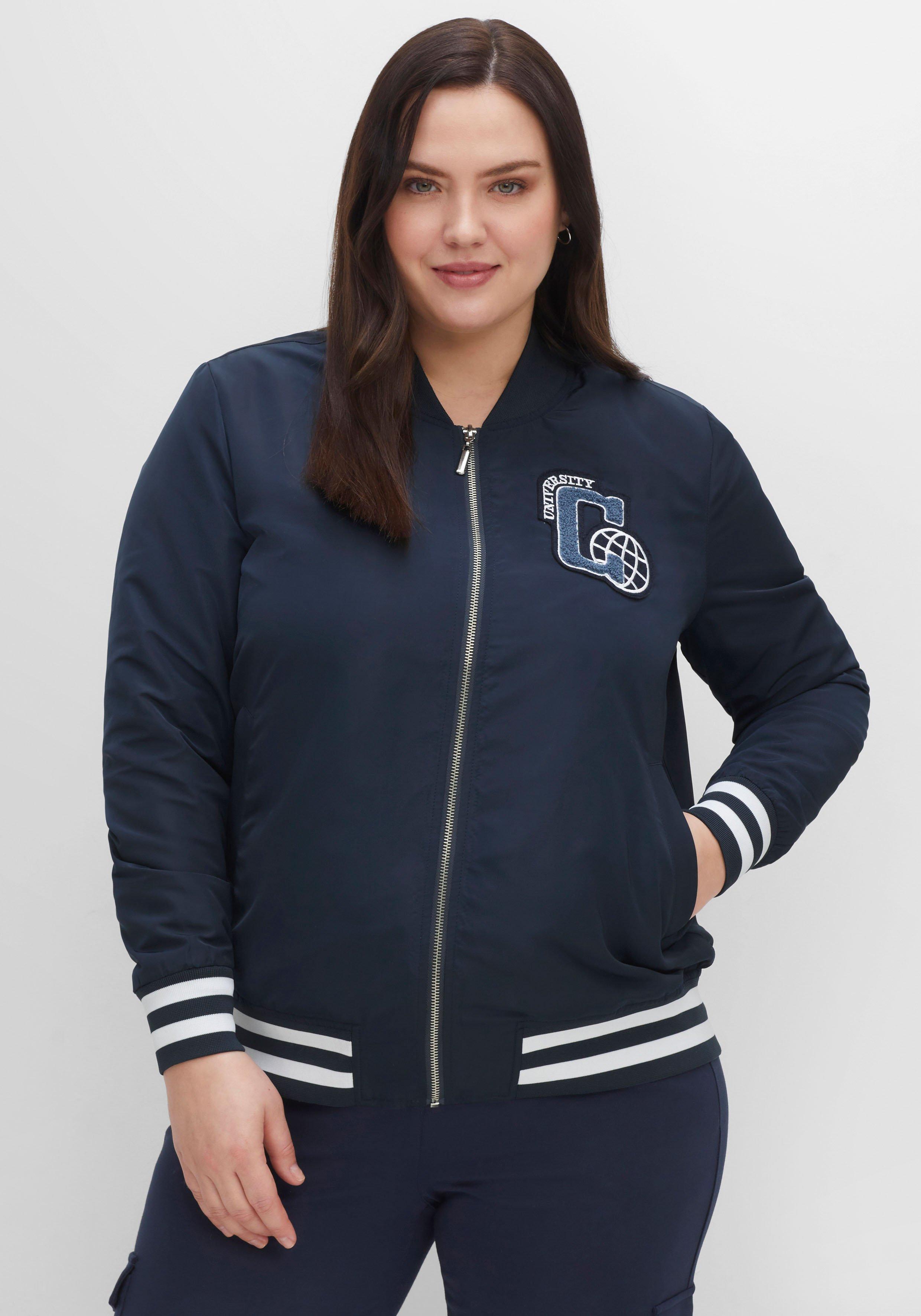 Blouson im College-Look mit Brust-Patch und Ringeln