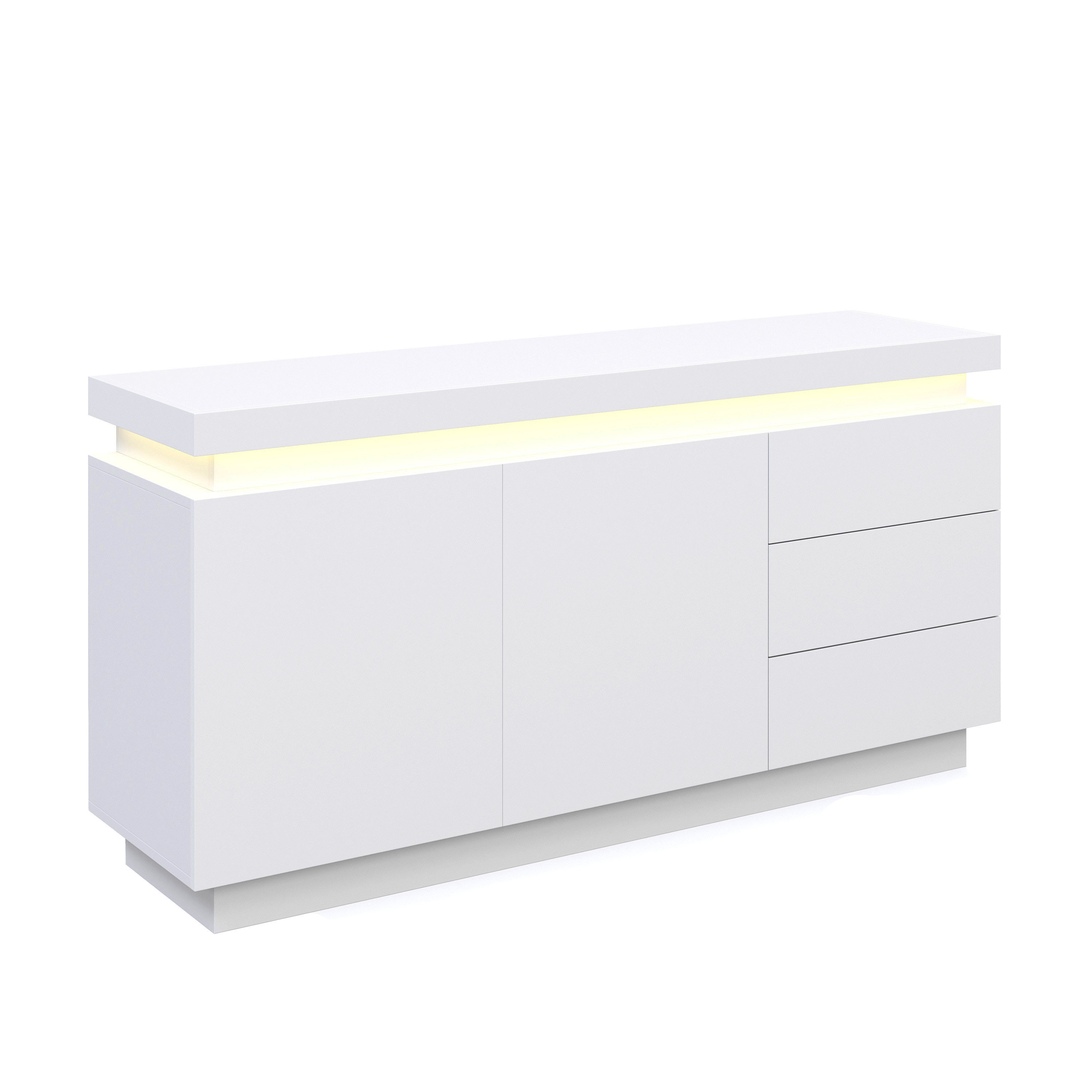 Sideboard LED ELVIO 150 x 75 cm weiss