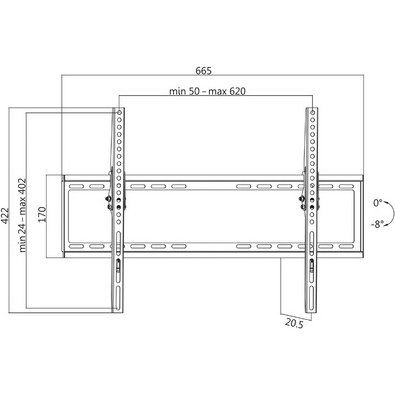 Support mural pour TV, inclinable, pour 96,98 -