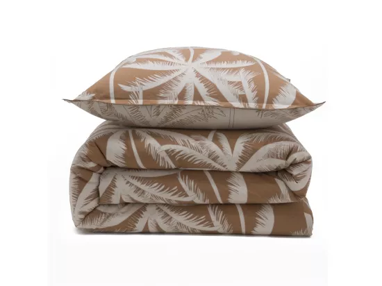Parure de lit 2 personnes en coton 57 fils imprimé camel 260x240cm