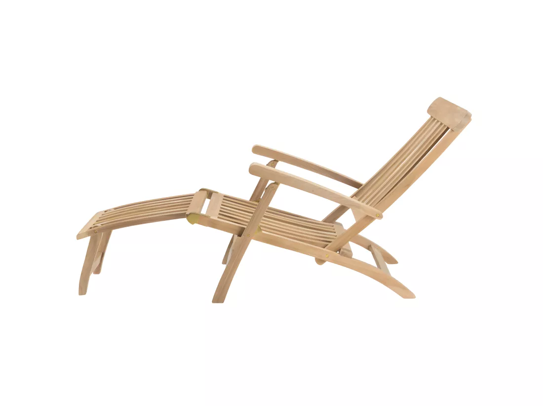 HARRIS - Chaise longue de jardin en bois teck brut