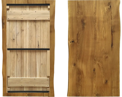 Tafelblad van geolied eikenhout met natuurlijke rand, 3000x1000x40 mm