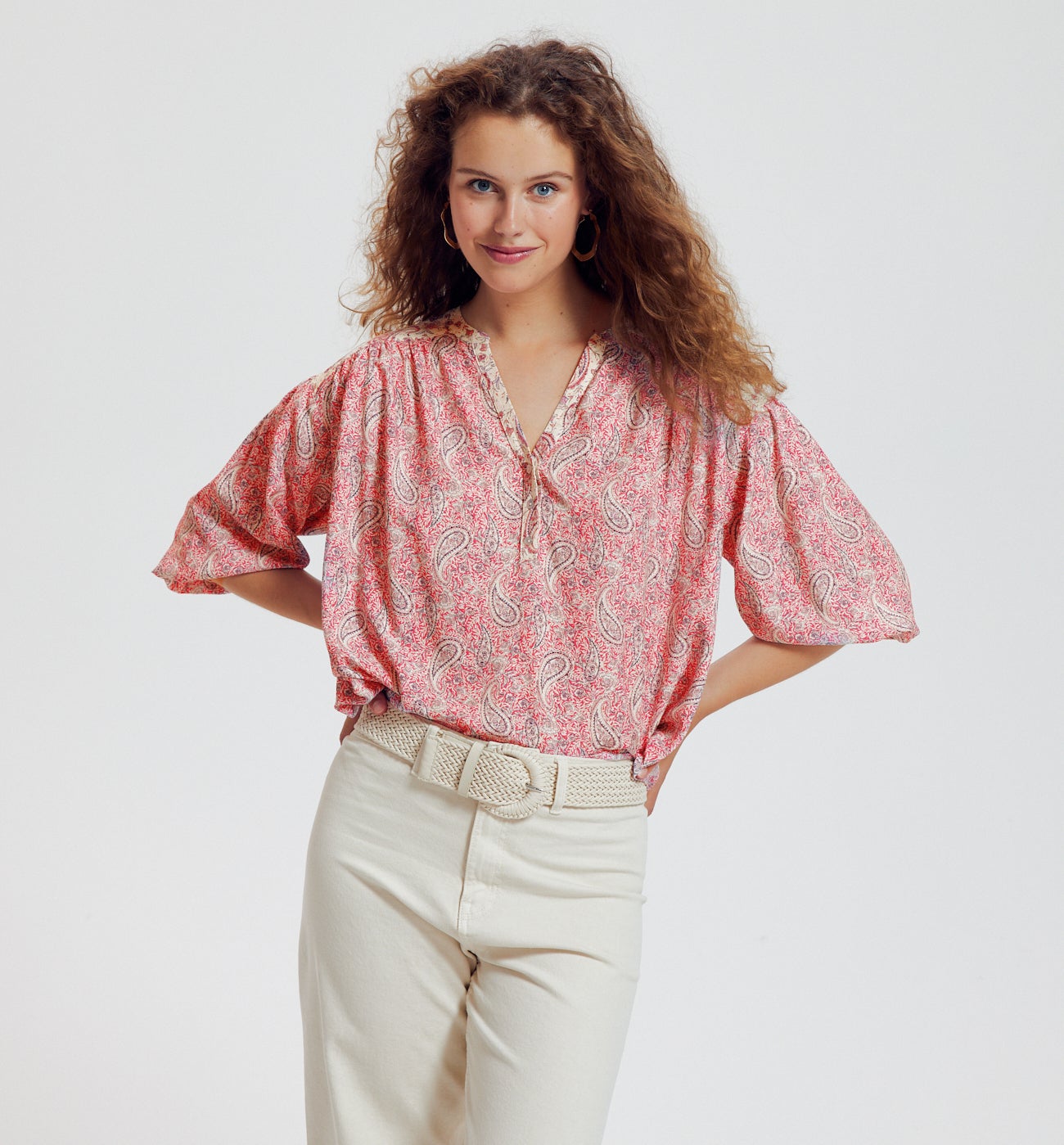 Blouse imprimée Femme - Imprimé écru