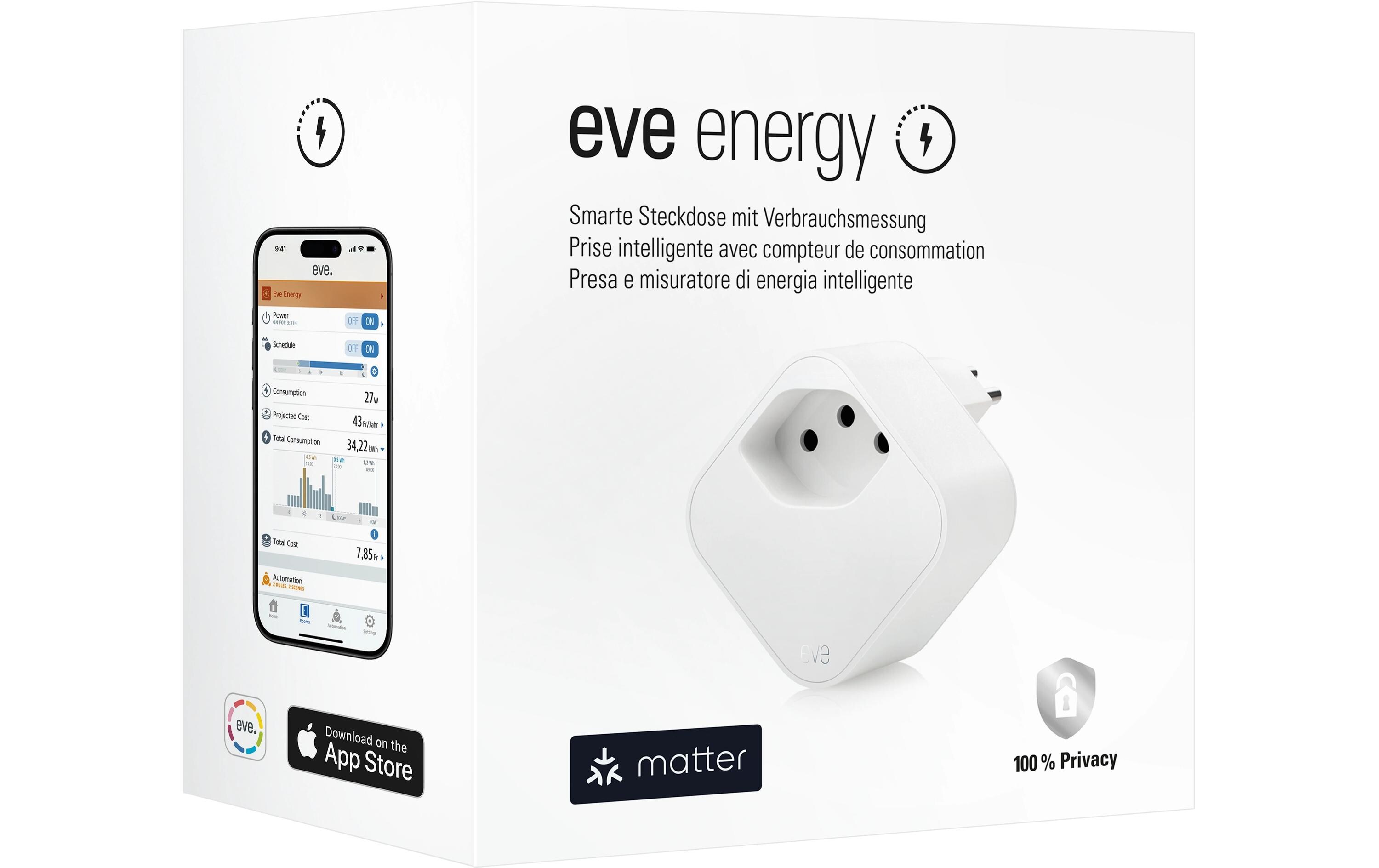 Smart Home Steckdose Eve EnergyMatter kompatible, smarte Steckdose