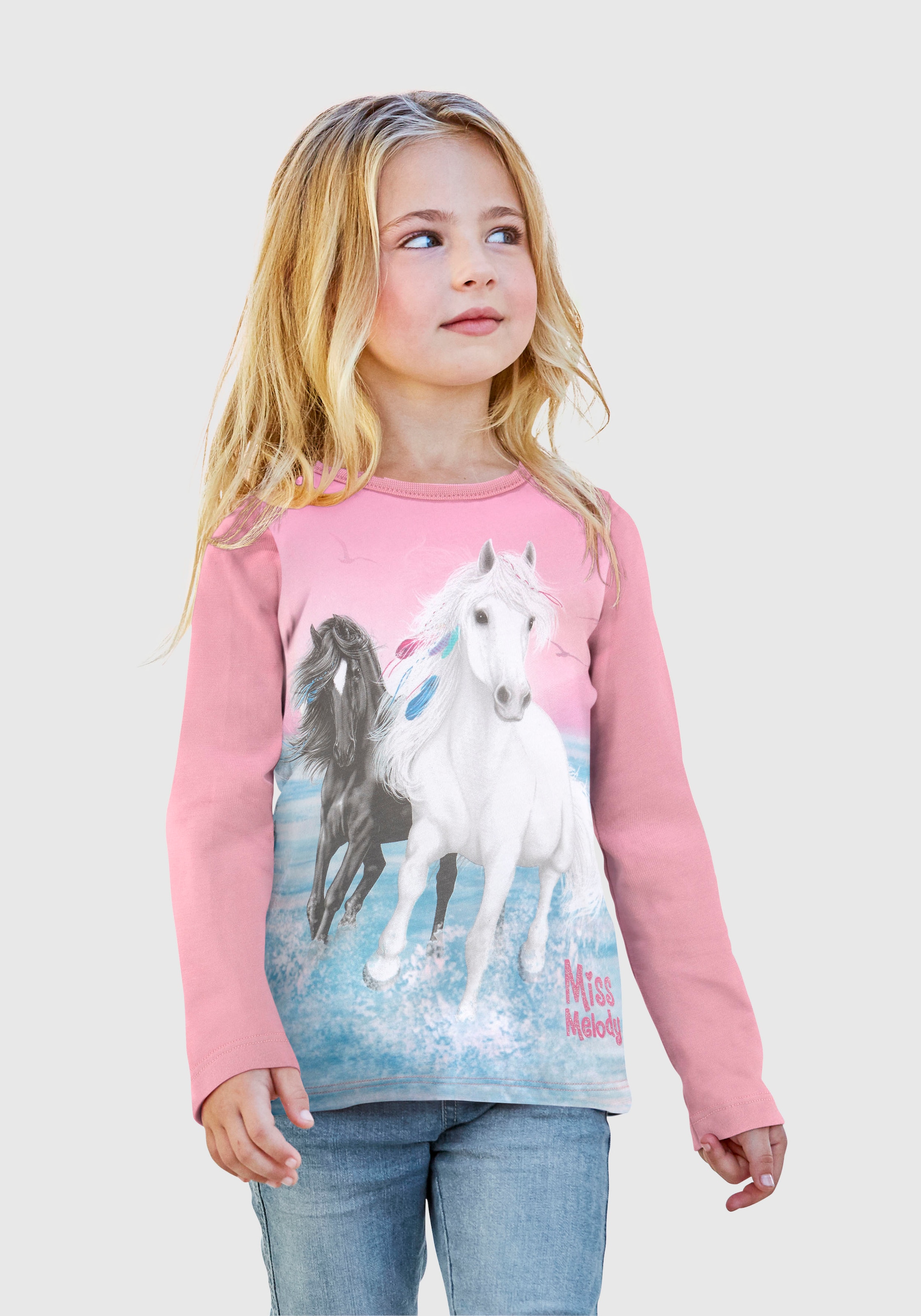Miss Melody Langarmshirt , mit schönem Pferdemotiv