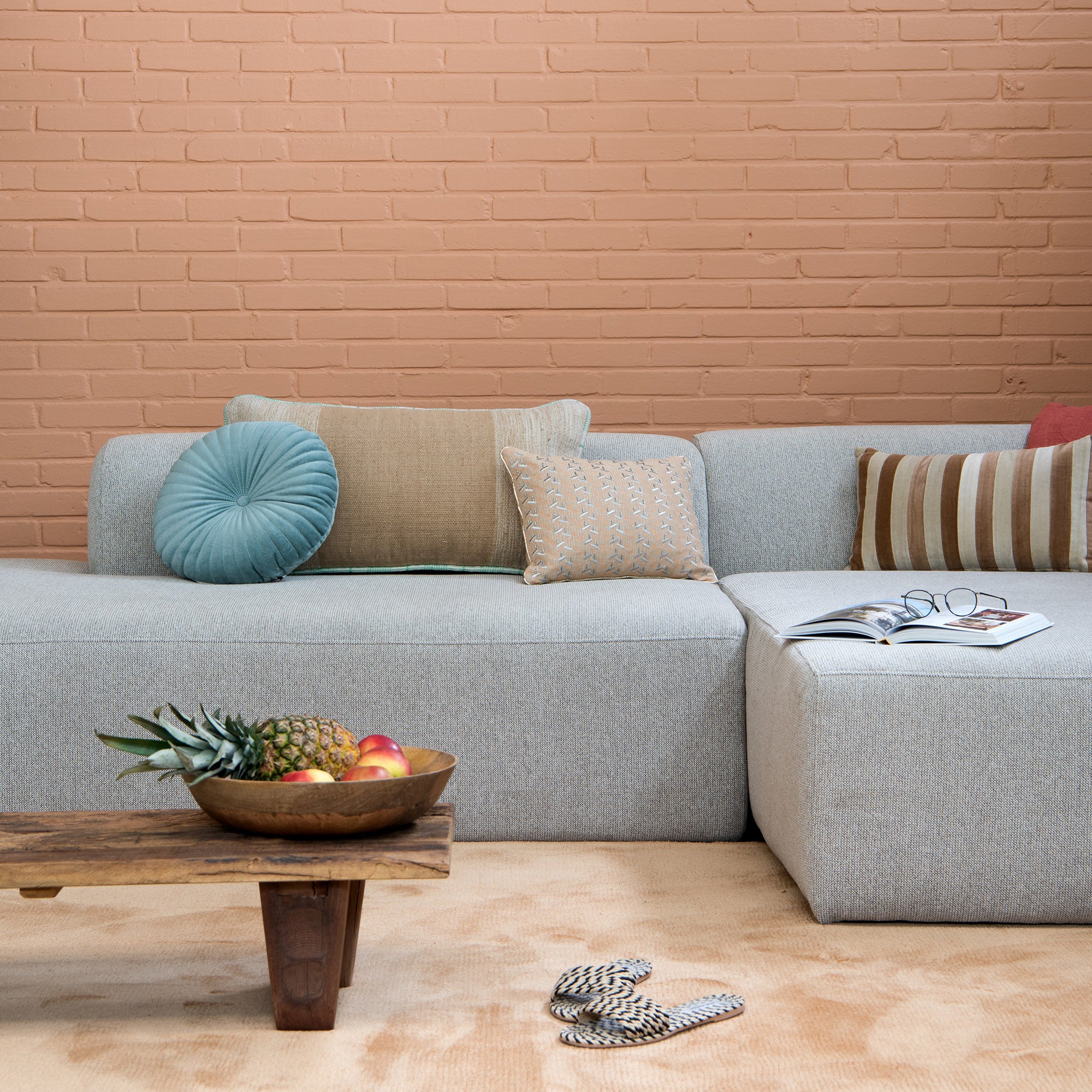 4X6 SOFA X6 modulaire hoekbank B rechts  beige melange - 288 cm