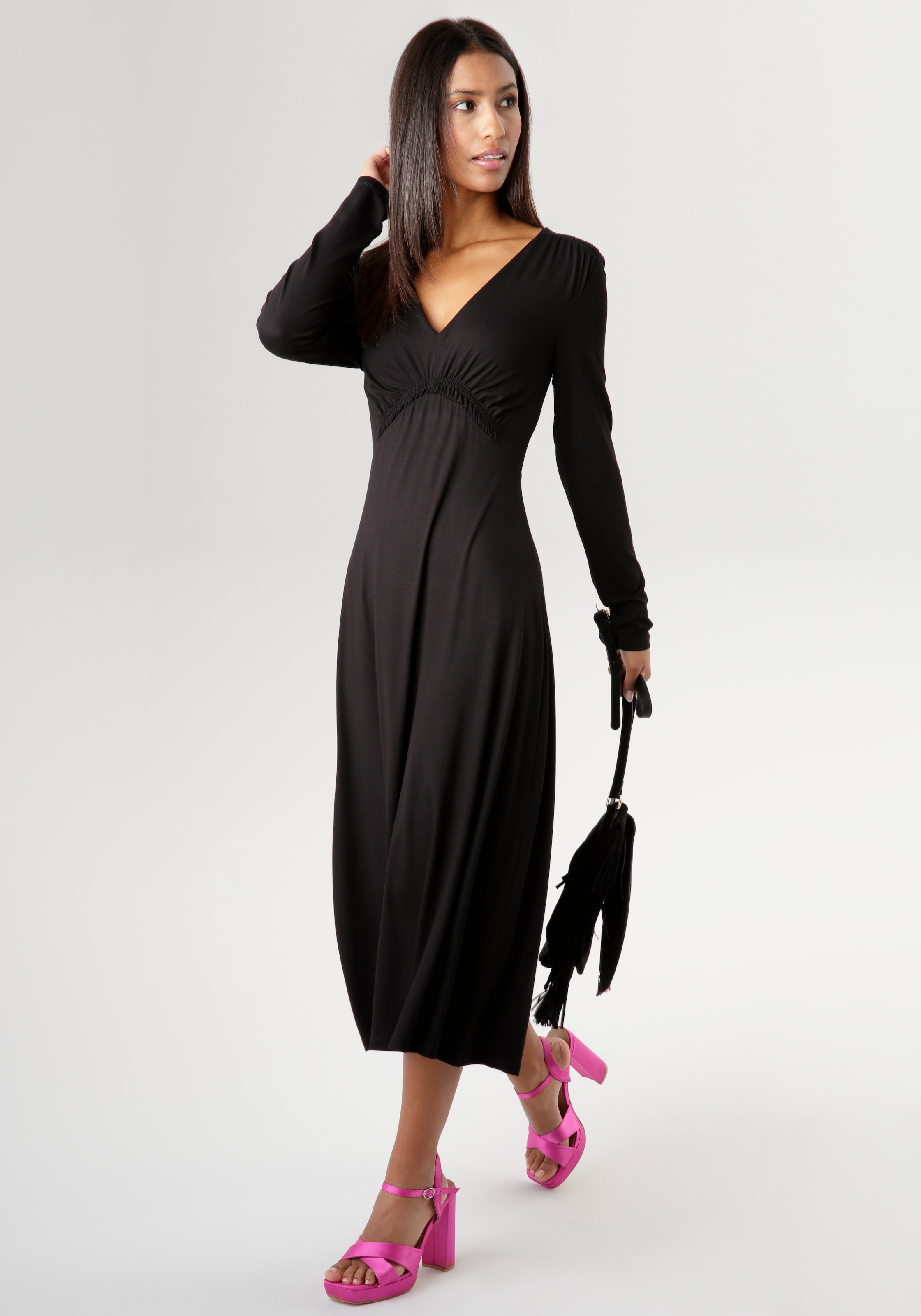 Aniston SELECTED Midikleid mit drapierter Unterbrustnaht