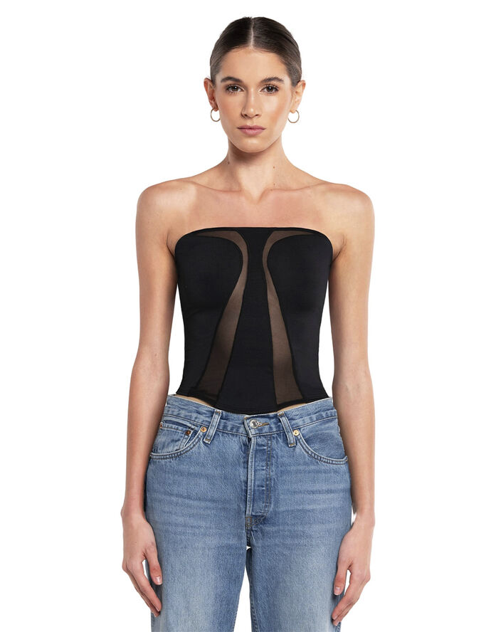 OW Collection SWIRL Tube Top Black caviar