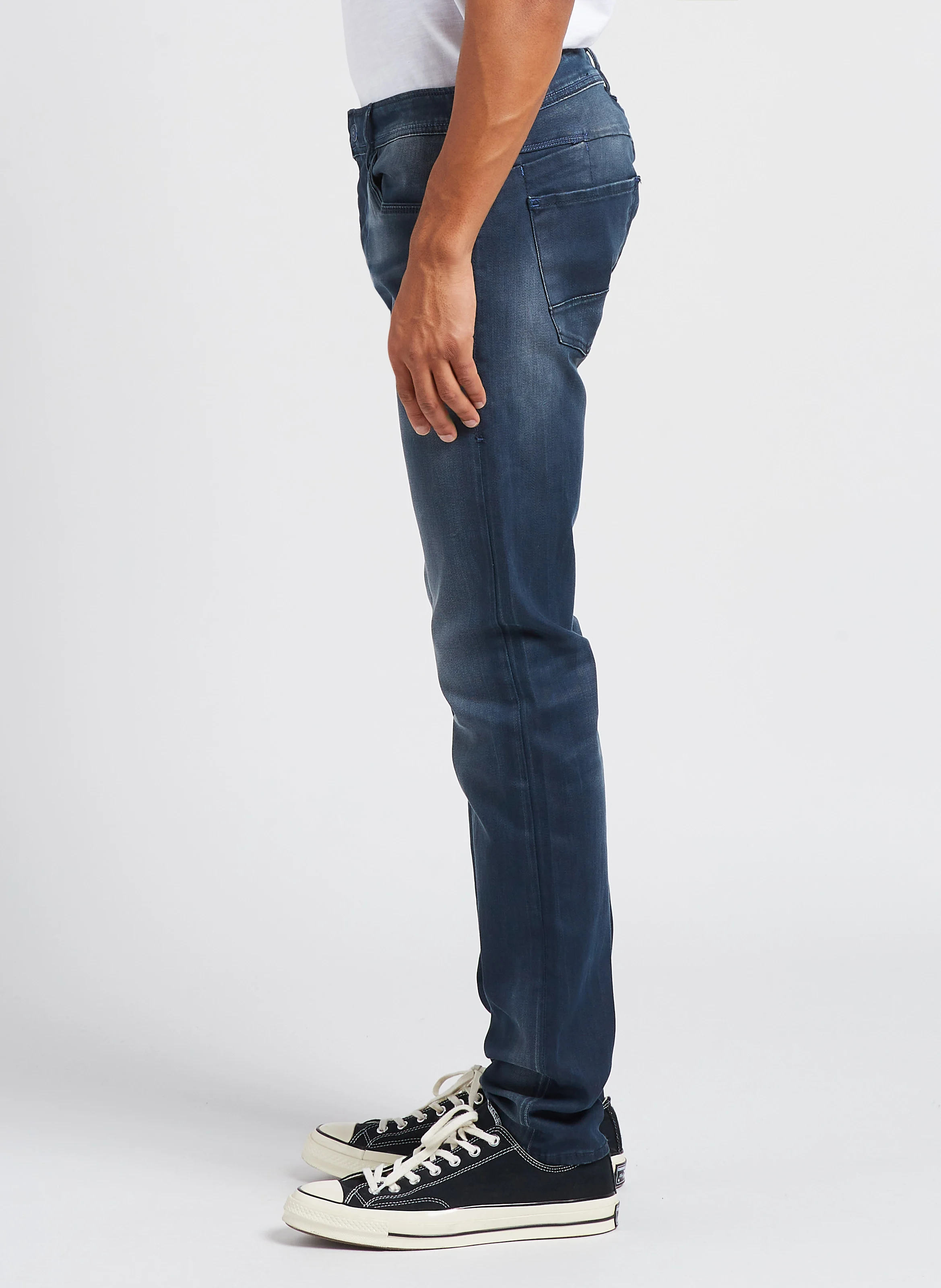 Jean ajusté stretch en coton mélangé | Bleu