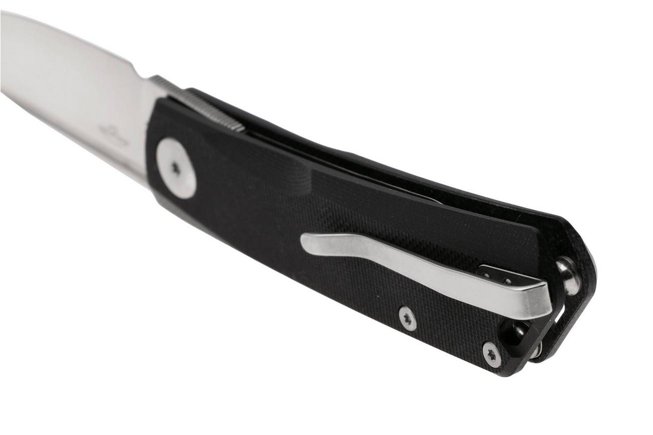 Real Steel Phantom Flipper Double Detent 7008BS Satin D2, Black G10, zakmes