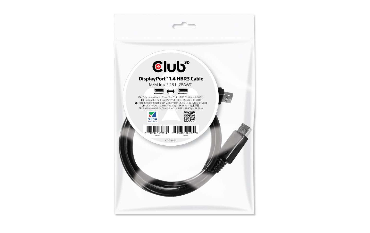 Kabel HBR3 DisplayPort 1.4 - DisplayPort, 1 mDisplayPort 1.4 HBR3 8K60Hz Kabel, Stecker/Stecker
