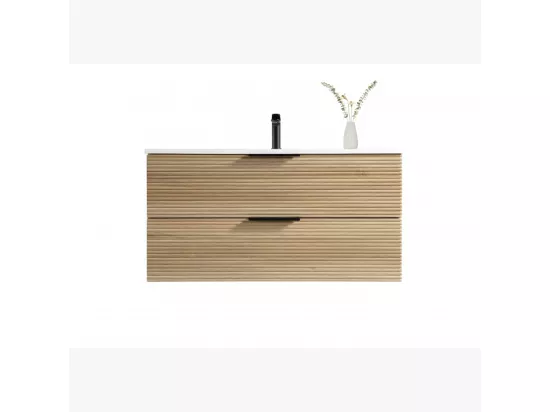 Ensemble meuble de salle de bain 100 cm chêne clair Aqualinea