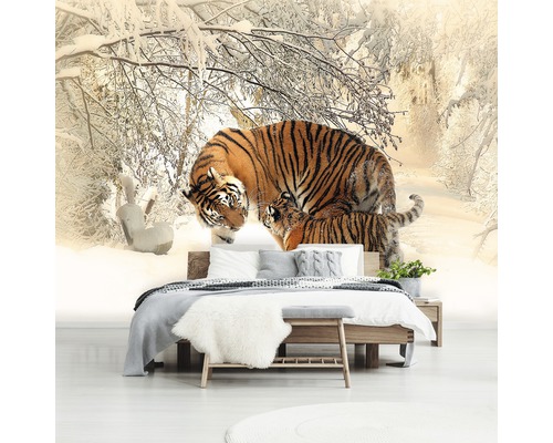 Vliesbehang 13004V4 Tijger in de sneeuw 2-delige set 254 x 184 cm