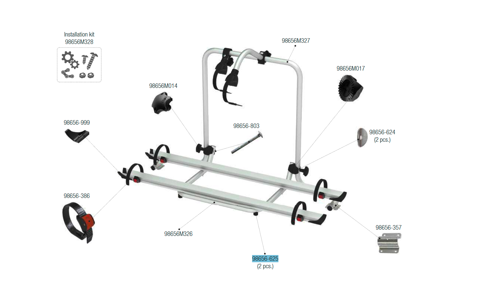 Fiamma Gummipuffer 2 Stück passend für Carry Bike Garage Plus - Fiamma Ersatzteilnummer 98656-625
