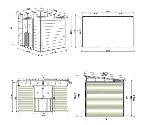 Weide Gartenhaus, ca. B338/H226/T218 cm