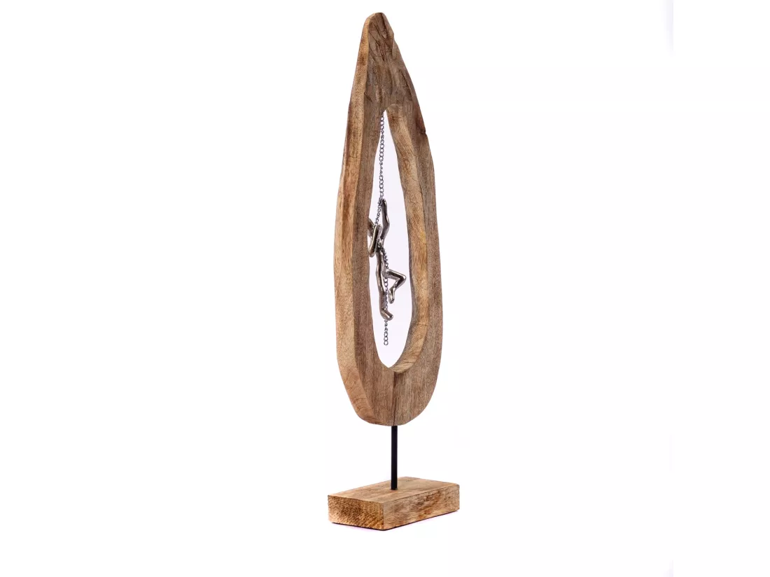 SCULPTURE Balancer Bois de mangue, métal argent-nature
