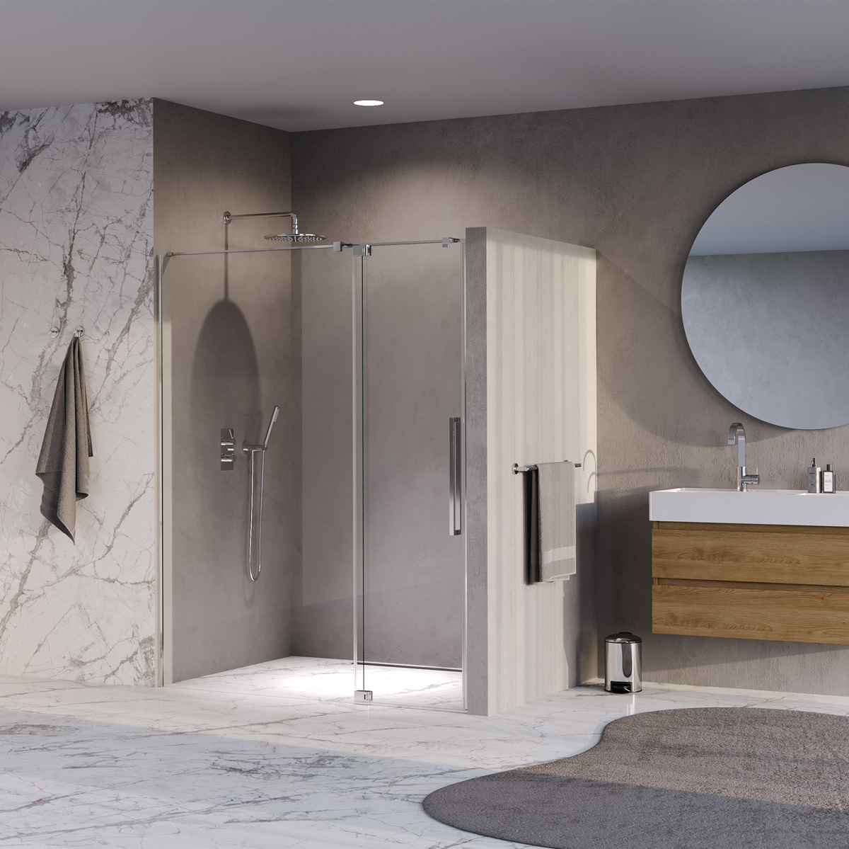 Brauer Stellar nisdeur met vaste wand 148.5-160cm chroom