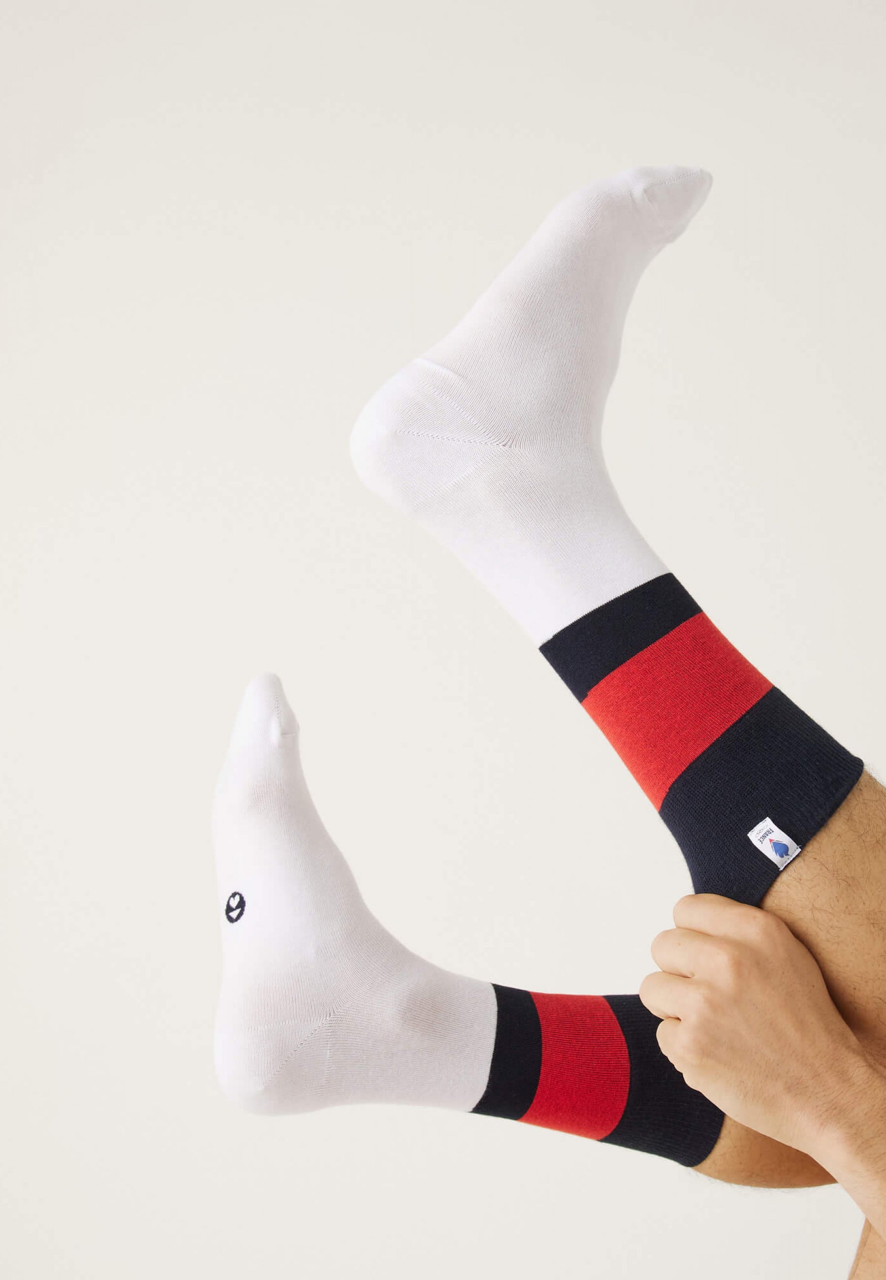 Trio de chaussettes mi-hautes en coton-Pack Trio Chaussettes Lucas Equipe de France Blanc Coq
