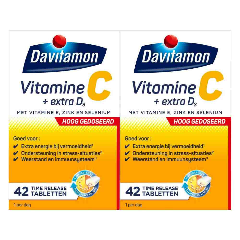 2x Davitamon Vitamine C Hoog Gedoseerd + Extra D3 42 tabletten