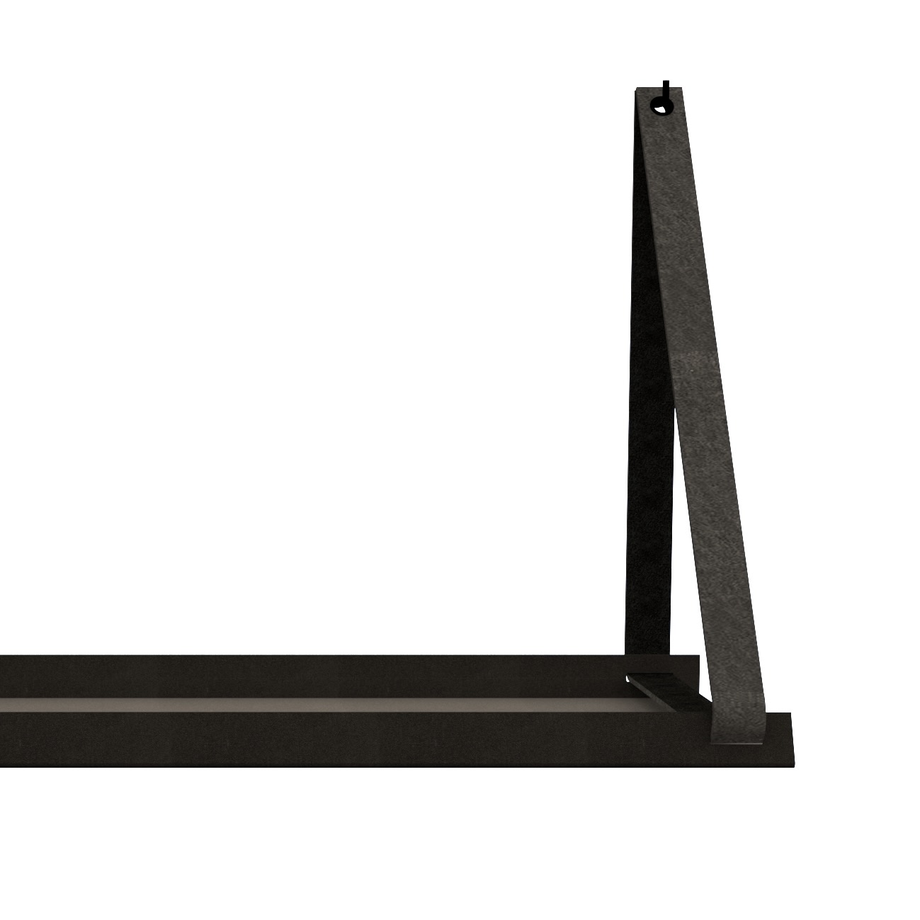 Stalen wandplank 70x20cm - incl. leren plankdragers Stalen wandplank met leren plankdragers - Vintage grey