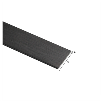 Plat profiel aluminium mat zwart 20x2x1000mm