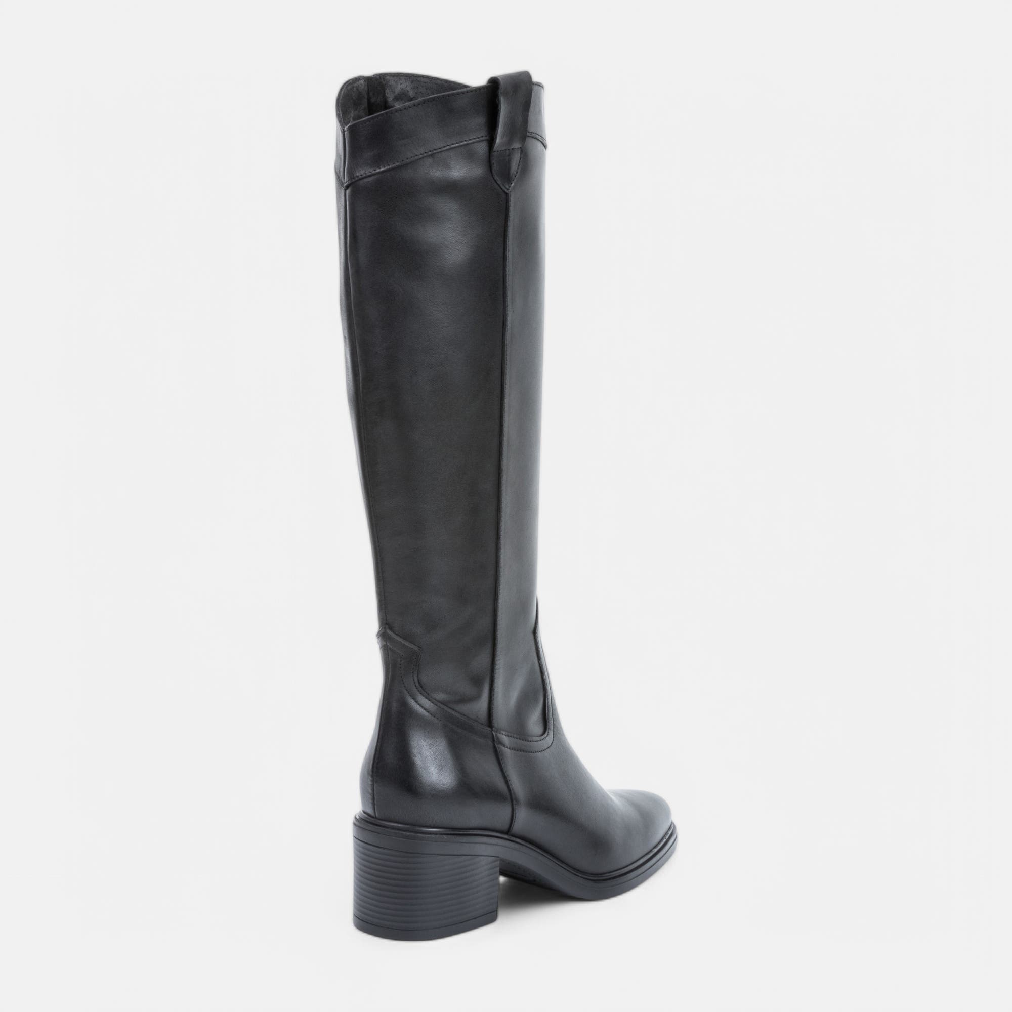 Bottes à talon Femme en cuir noir