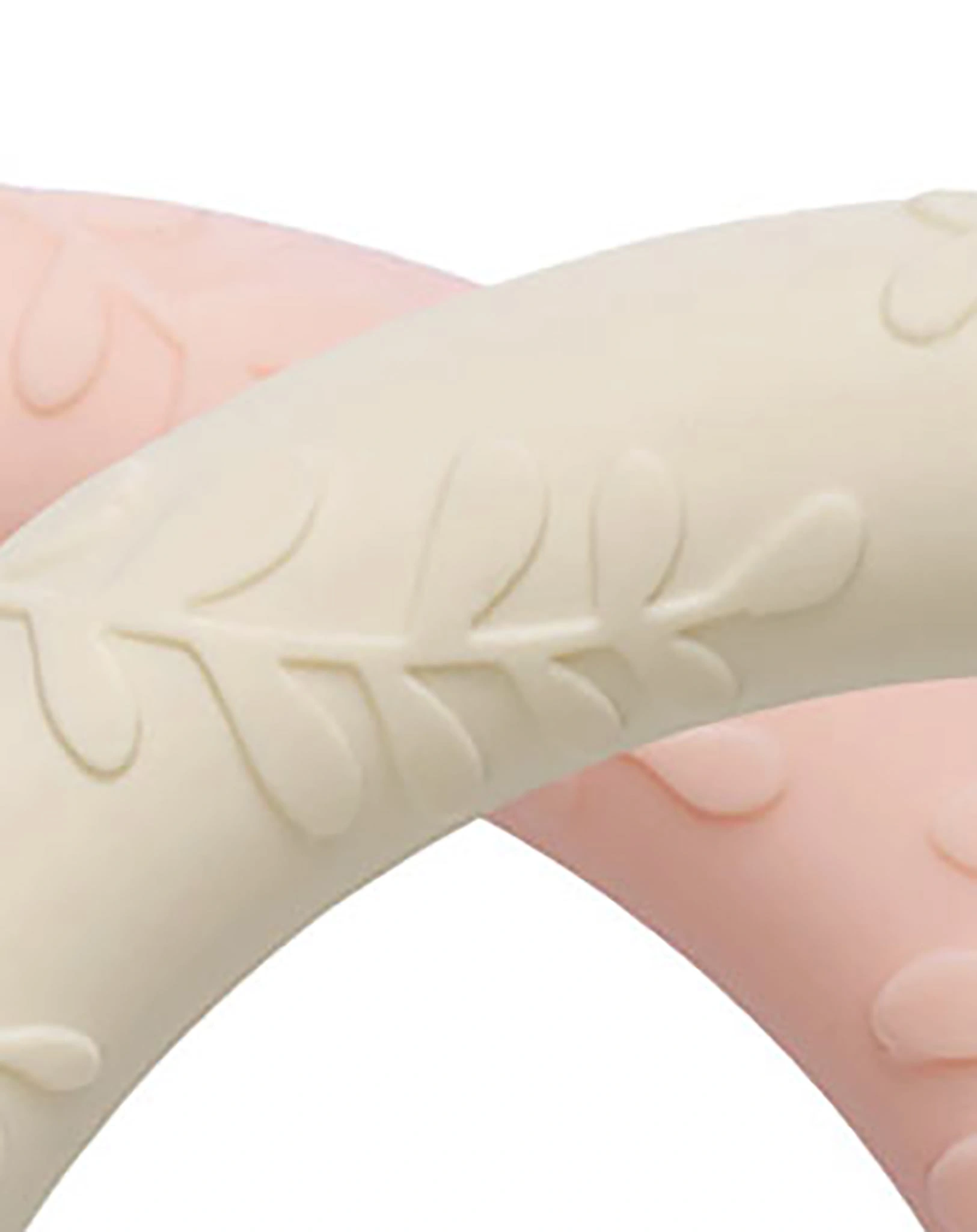 Silikon-Beißring LEAVES 2er-Set in strawberry cream