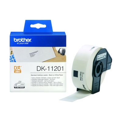 Brother DK-11201 - Ruban d'étiquettes auto-adhésives - 1 rouleau de 400 étiquettes (29 x 90 mm) - fond blanc écriture noire