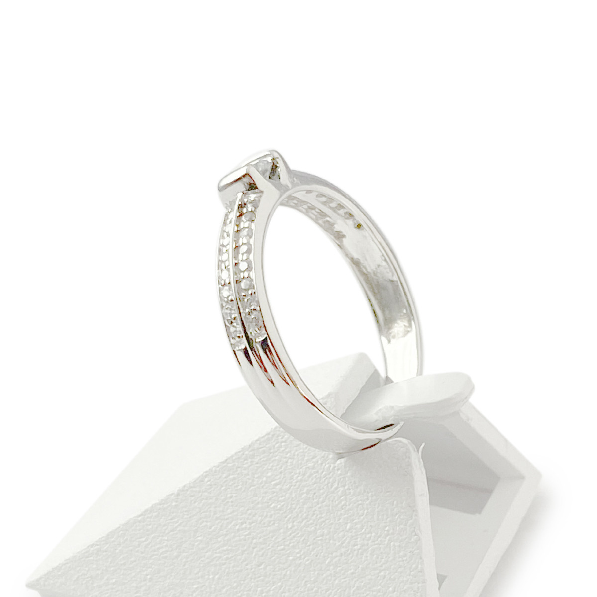 Bague d'occasion or 375 blanc zirconias
