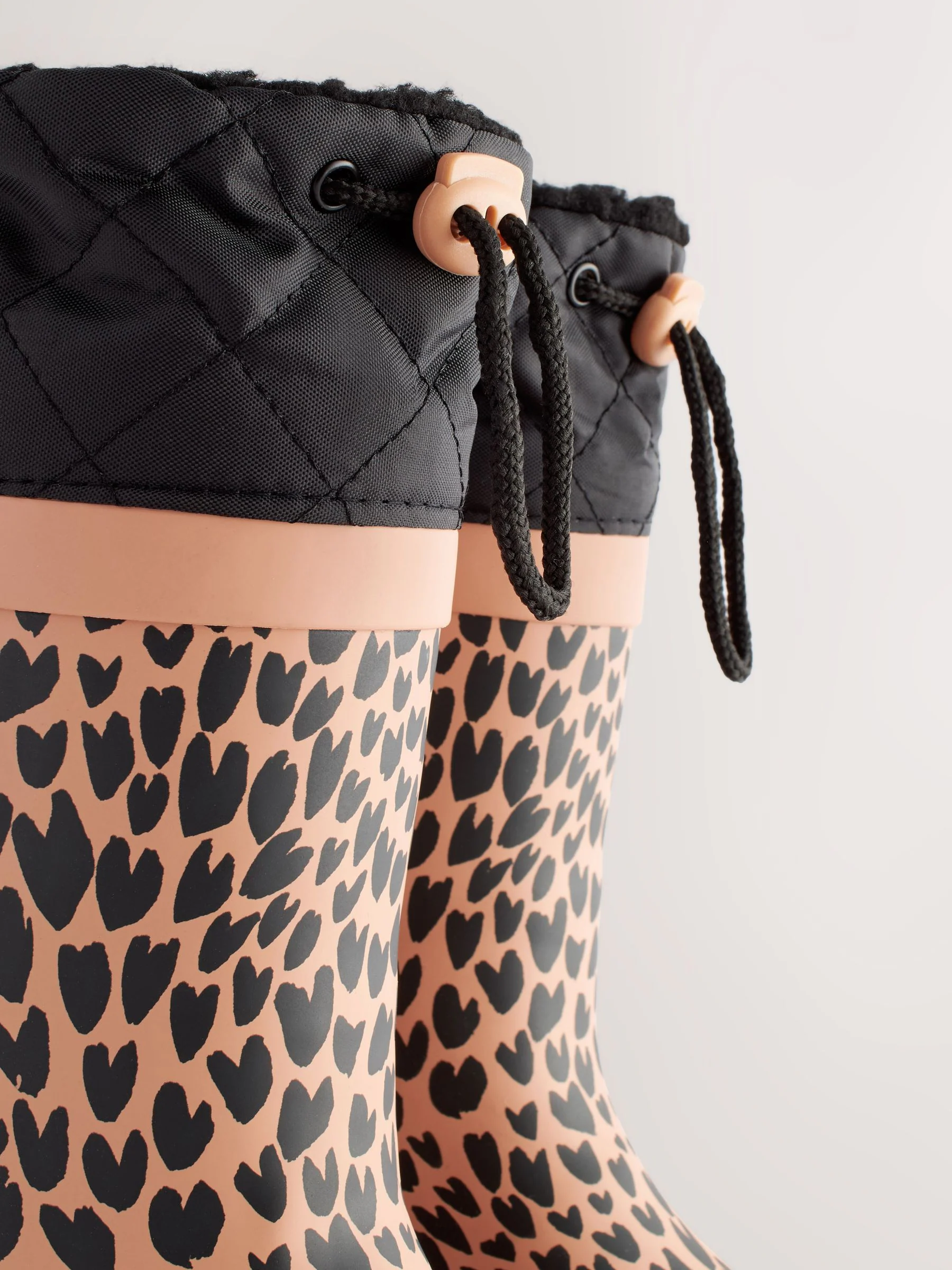 Bruin met dierenprint - Regenlaarzen met elastische boord