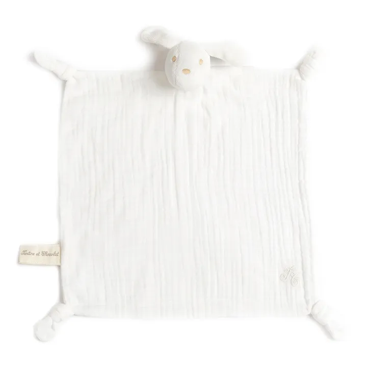 Tartine et Chocolat Lucien le chien - Doudou lange en coton bio | Crème