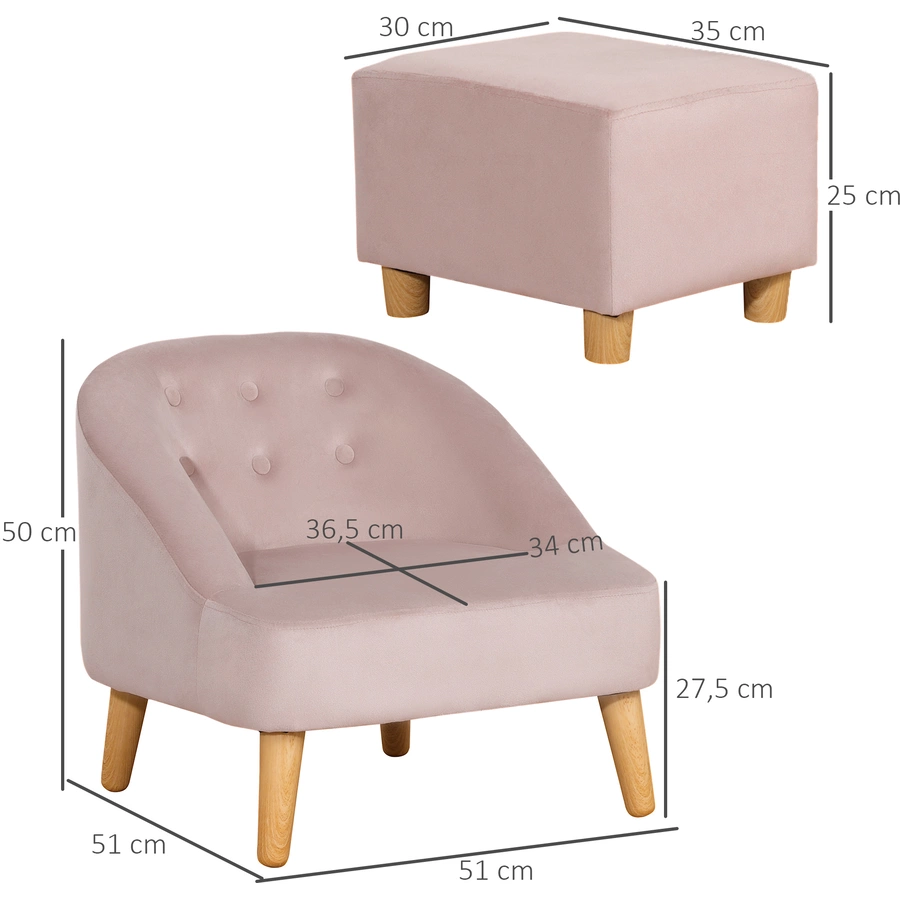 HOMCOM Kindersofa-Set mit Fußhocker grün