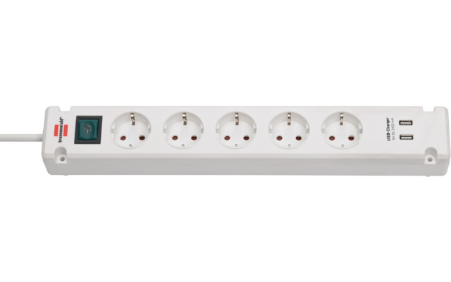 Brennenstuhl Bremounta Steckdosenleiste 5-fach mit 2 USB-Ladebuchsen 3 m