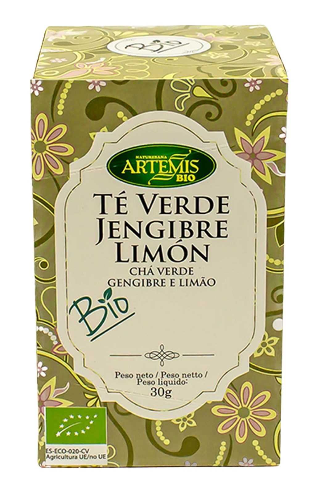 Chá Verde Orgânico Artemis com Gengibre e Limão 30g