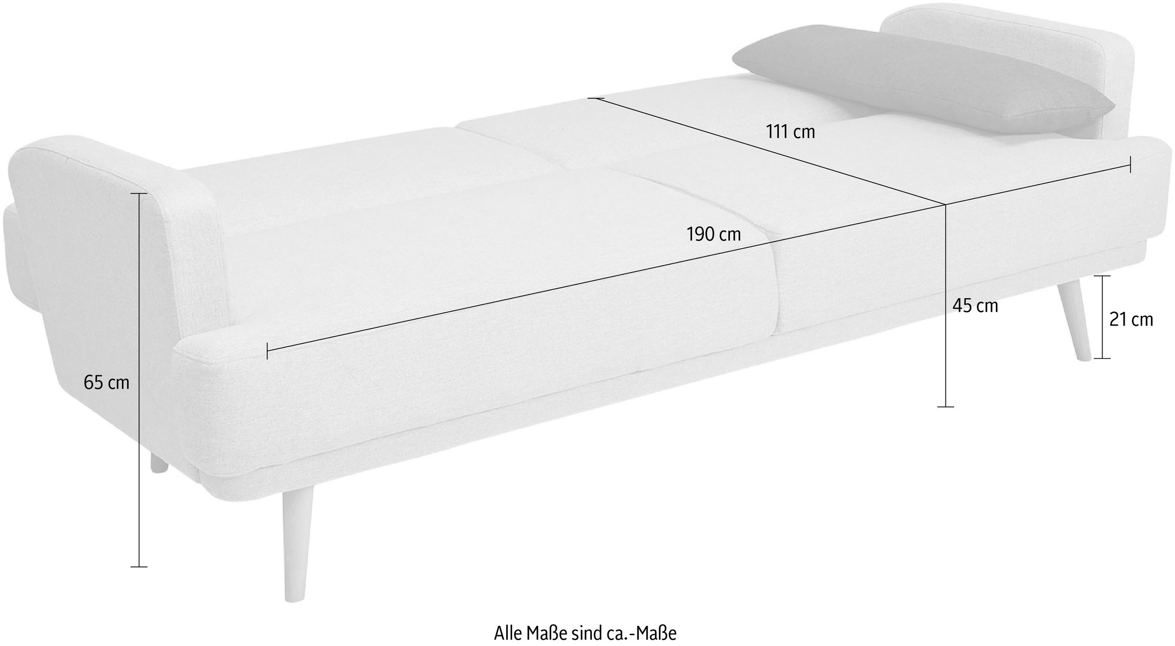 SalesFever Schlafsofa »Malmö - Komfortabler 2,5-Sitzer inklusive Zierkissen« mit Schlaffunktion, Breite 214 cm
