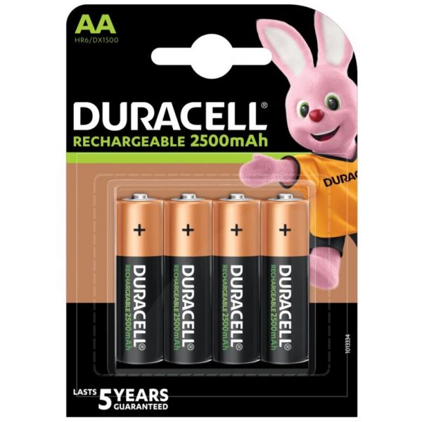 Duracell Recarregáveis 1.2V 2500mAh Ni-Mh AA 4 Un.