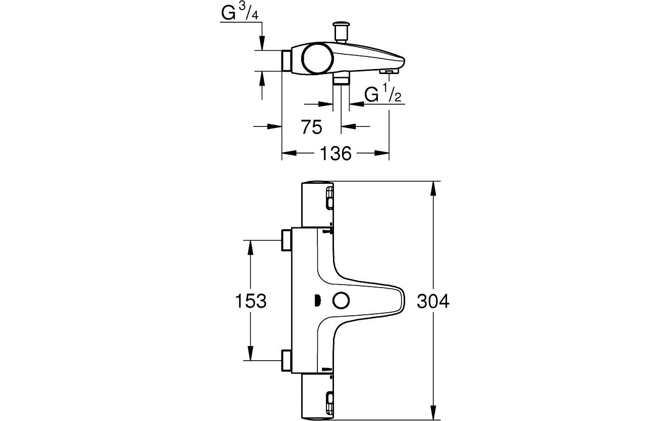 Duscharmatur Precision Start, Mattschwarz<br>Thermostat-Wannenbatterie