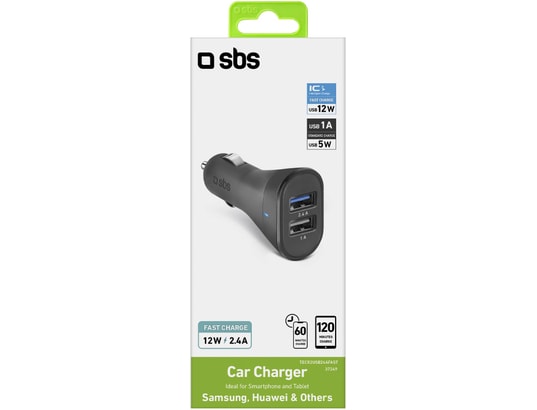 SBS - Chargeur allume cigare Avec 2 Sorties Usb